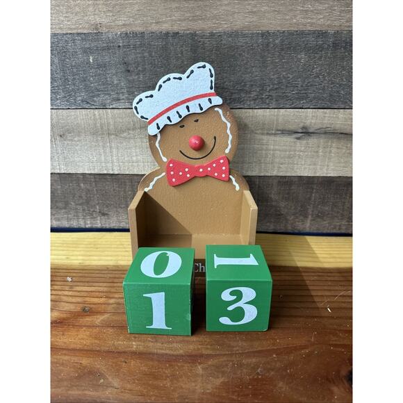 Gingerbread Days Til Christmas Wood Number Cubes Countdown - Picture 5 of 5
